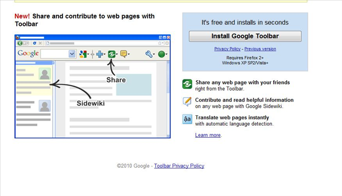 היכנסו לאתר http://www.google.com/toolbar
ולחצו על כפתור ה'Install google toolbar'.