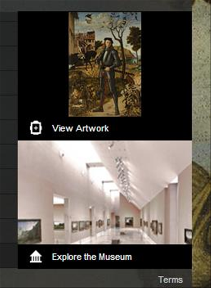 כעת תוכלו לבחור האם לעבור על כל יצירות האומנות שמציעים המוזיאונים 'View Artwork' (לרוב הם לא יכללו את כל ההיצע שלהם) או שתוכלו לבחור לטייל במוזיאון 'Explore the museum'.