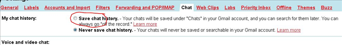 סמנו את האופציה הראשונה 'Save chat history'.

לסיום לחצו על כפתור ה'Save settings' בתחתית המסך.