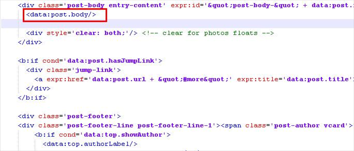 לאחר שתפתחו את הקובץ עם עורך הטקסט, מצאו את התגית:
</data:post.body>

והדביקו תחתיה את קטע הקוד הבא.