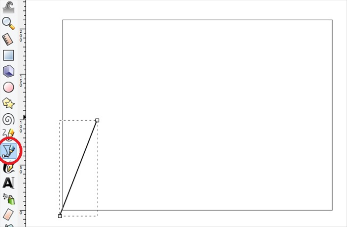 <p> 3.</p> 
<p> לחץ על הכלי בזיר- bezier  וצייר קו בזווית</p>